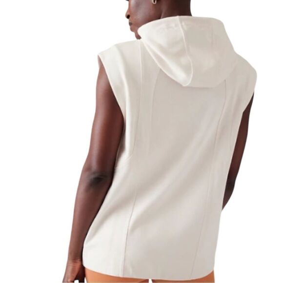 Athleta Sundown Tank Sweatshirt White Hoodie Activewear Extra Small NWOT - Picture 2 of 11